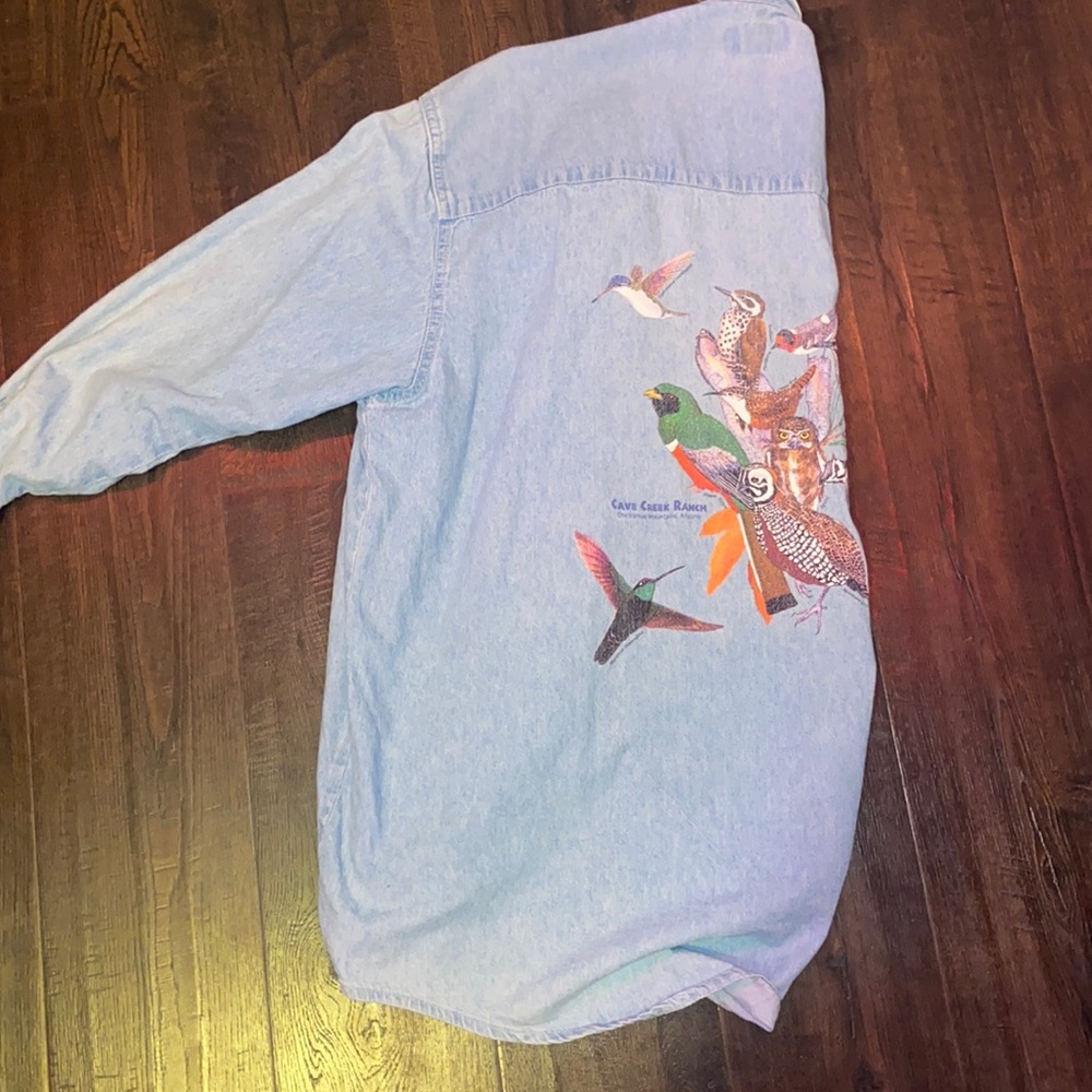 Cave creek ranch Jean jacket with bird graphic